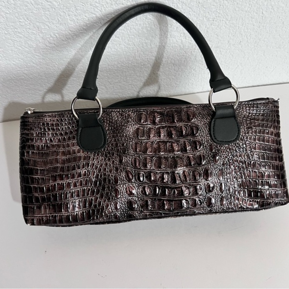 Primeware Brown Faux Croc Insulated Wine Gift Bag Lunch Sac Hostess Gift New